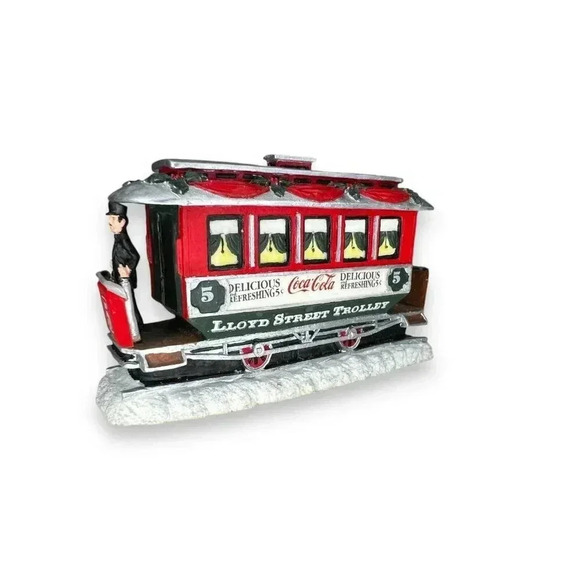 Vintage 90s Coca Cola House LLOYD STREET TROLLEY Figurine 1993 Christmas - Picture 4 of 6